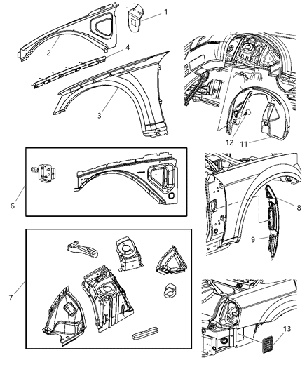 2006 Chrysler 300 Fender-Front Diagram for 5065284AD