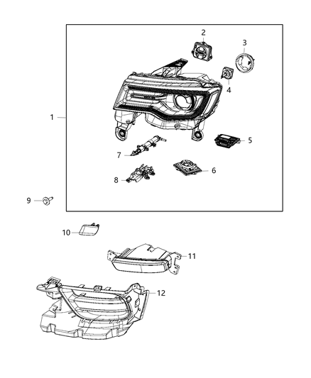 2017 Jeep Grand Cherokee Lamps, Front Diagram 1