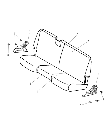 2003 Dodge Ram 1500 Rear Seat Cushion Cover Diagram for XJ371L5AA