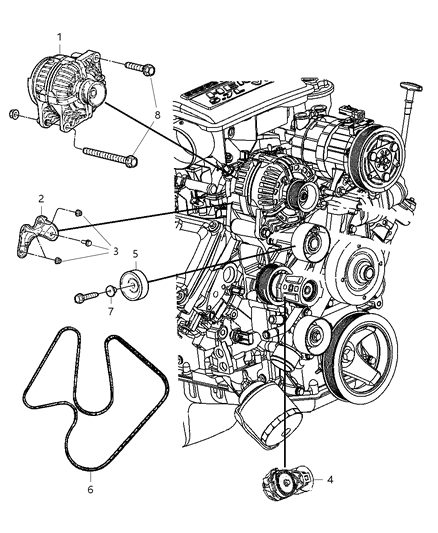 2011 Ram 3500 Cab Chassis Alternator & Related Parts Diagram 1