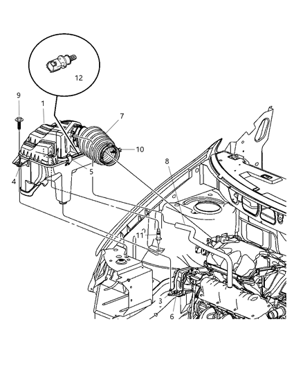 2007 Chrysler Town & Country Stud-Air CLEANER/RESONATOR MOUNTING. Diagram for 6505890AA