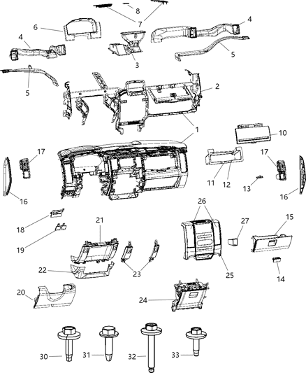 2011 Ram 4500 Instrument Panel & Structure Diagram