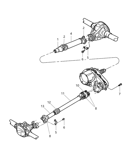 Propeller Shaft, Front And Rear - 2002 Jeep Wrangler