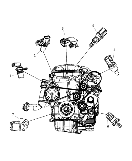 2008 Chrysler Sebring Sensors, Engine Diagram 1