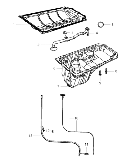 2014 Ram 2500 Engine Oil Pan & Engine Oil Level Indicator & Related Parts Diagram 2