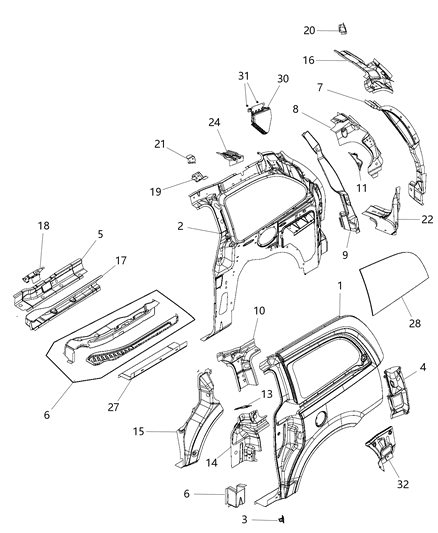 2012 Dodge Grand Caravan Panel-Quarter Diagram for 4894756AF