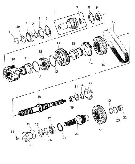 2004 Dodge Ram 2500 Driveshaft Yoke Flange Diagram for 5086344AA