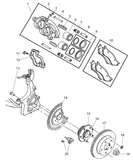 2005 Dodge Durango CALIPER-Disc Brake Diagram for 5139929AA