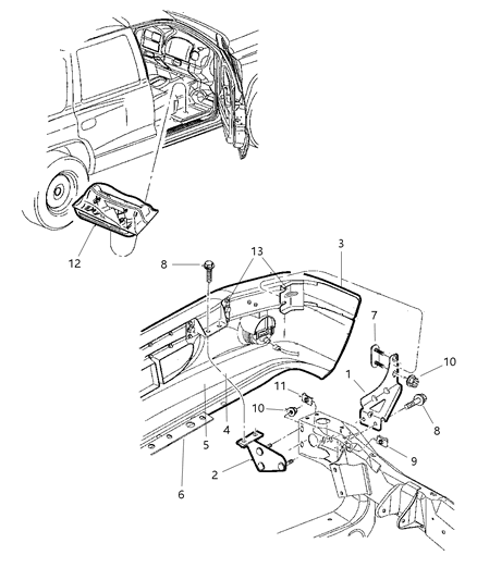 1999 Dodge Durango Front Bumper Cover Diagram for 4897588AB