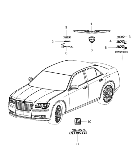 2013 Chrysler 300 NAMEPLATE-DECKLID Diagram for 68088789AA