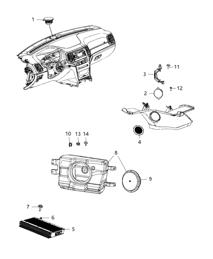 2018 Dodge Durango Speaker-Sub WOOFER Diagram for 68258456AA