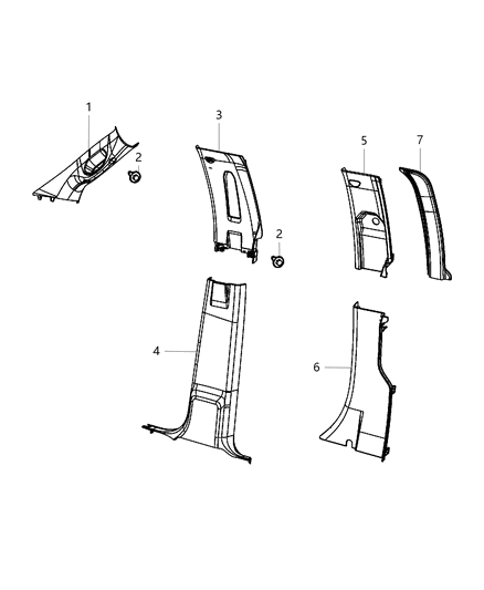 2017 Ram 5500 Interior Moldings And Pillars - Crew Cab Diagram