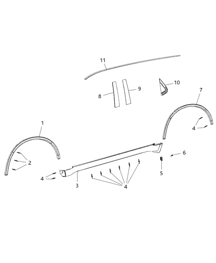 2012 Dodge Durango Molding-Wheel Opening Flare Diagram for 1RK18TZZAC