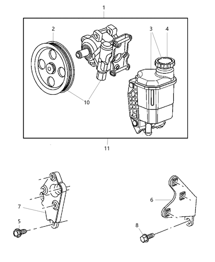 2007 Dodge Ram 3500 Power Steering Pump & Mounting Diagram