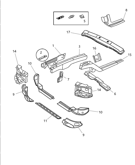 1997 Chrysler Concorde Reinforcement Front Side Rai Diagram for 4696540