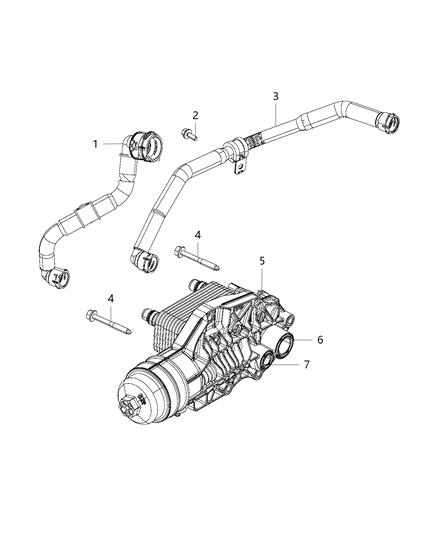 2019 Jeep Wrangler Engine Oil Filter & Housing , Adapter / Oil Cooler & Hoses / Tubes Diagram 5