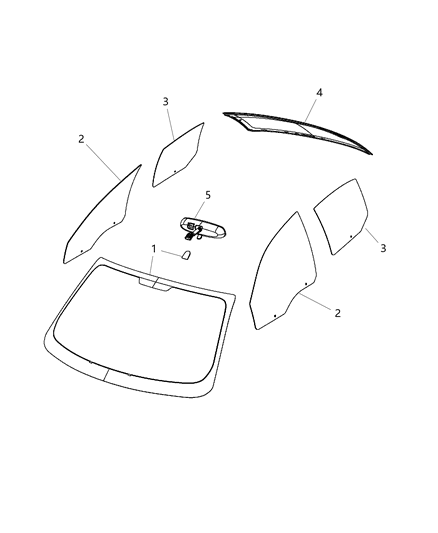 2012 Dodge Dart Glass-Rear Door Diagram for 68082404AA