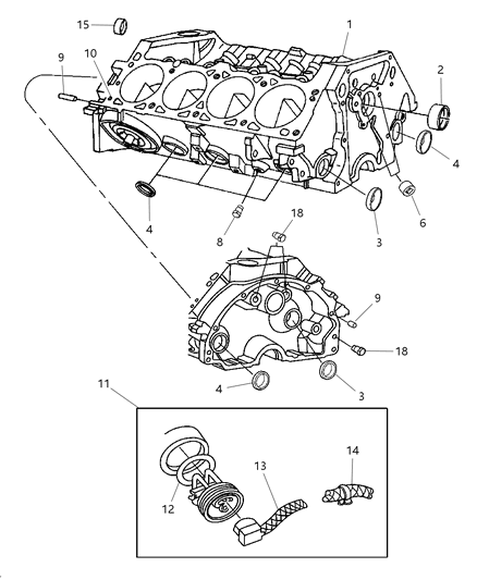 2003 Dodge Ram Van Heater-Engine Block Diagram for 4798276AC