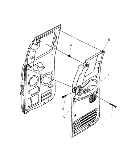 2001 Dodge Ram 1500 Panel-Rear Door Trim Diagram for 5EV54LAZAC