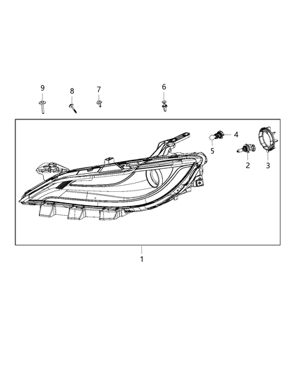 2015 Chrysler 200 Headlamp Complete Assembly Left Diagram for 68145671AD