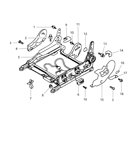 1997 Chrysler Sebring Coupe Adjusters - Left With Power Seat Diagram
