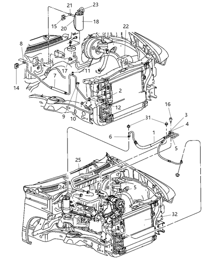 2003 Dodge Durango Plumbing - Front HEVAC Diagram 2