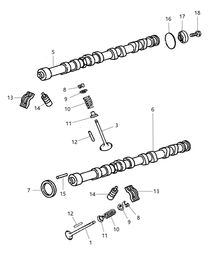 2005 Chrysler Sebring Camshaft & Valves Diagram 1