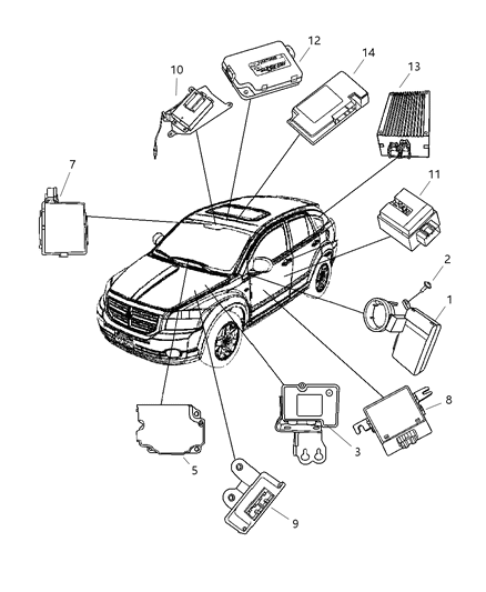 2007 Jeep Compass Module-Receiver Diagram for 5026222AF