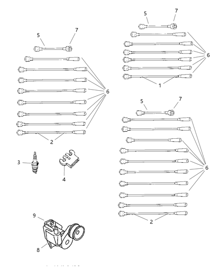 2000 Dodge Durango Spark Plugs, Ignition Cables And Coils Diagram