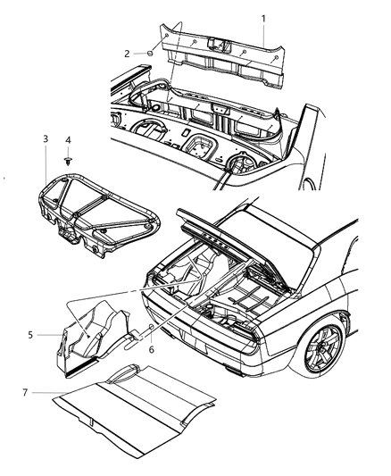 2020 Dodge Challenger Carpet, Rear Diagram