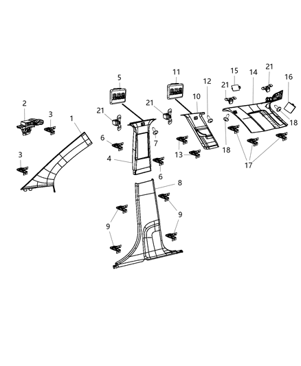 2013 Dodge Journey Panel-B Pillar Diagram for 1BG10HDAAD