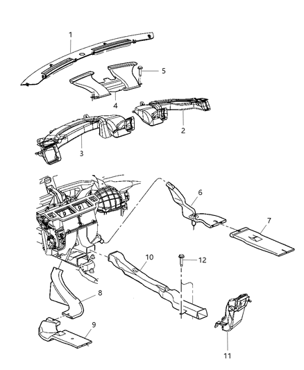 2008 Dodge Magnum Duct-A/C And Heater Diagram for 4596542AB