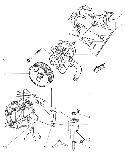 2001 Dodge Dakota Pump - Mounting & Pulley Diagram 1