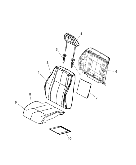 2009 Dodge Caliber Front Seat Cushion Cover Diagram for 1RP02XDVAA