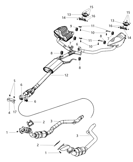 2014 Chrysler 300 Exhaust Muffler And Resonator Diagram for 68158849AB