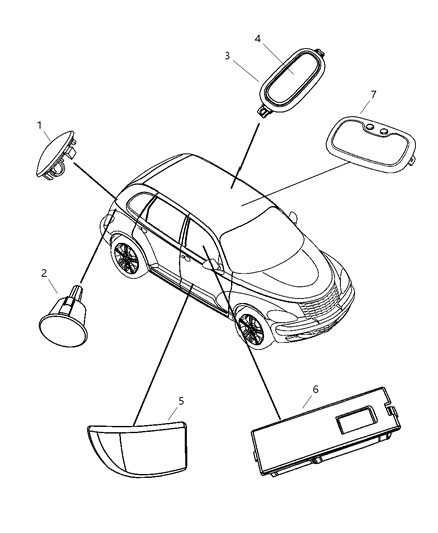 2006 Chrysler PT Cruiser Housing-Cargo Lamp Diagram for 5018024AB