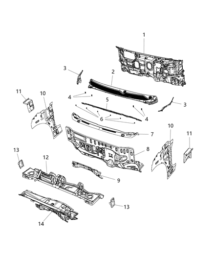 2020 Chrysler Pacifica Cowl, Dash Panel & Related Parts Diagram