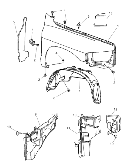 2005 Dodge Ram 2500 Fender-Fender Diagram for 55276208AD