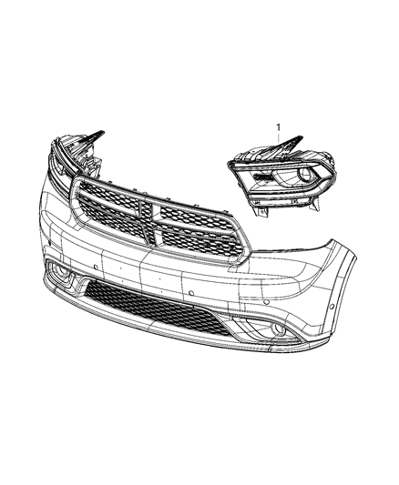 2020 Dodge Durango Lamps, Front Diagram 1