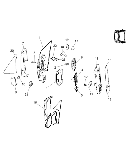 2007 Dodge Sprinter 2500 Glass-Mirror Replacement Diagram for 68009993AA
