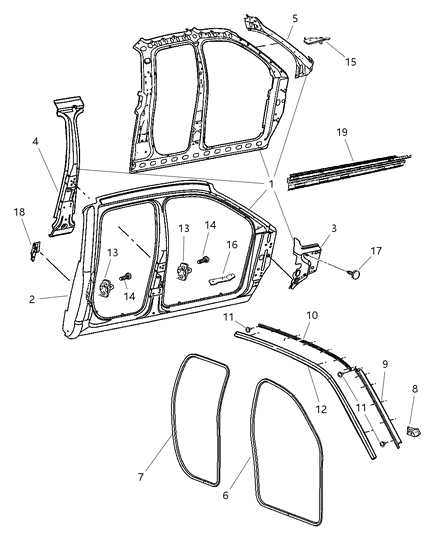 2006 Dodge Ram 2500 REINFMNT-Front Side Rail To Dash Diagram for 55276409AB