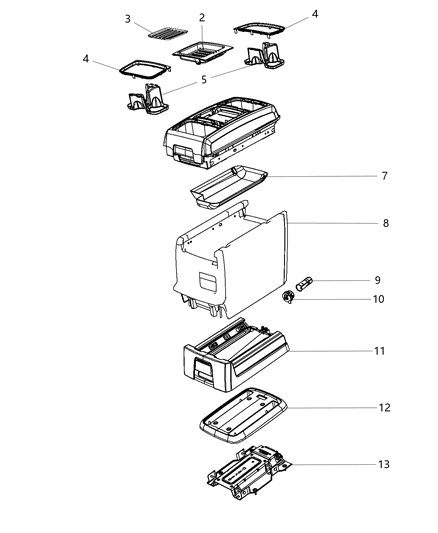 2015 Chrysler Town & Country Floor Console Front Diagram 3