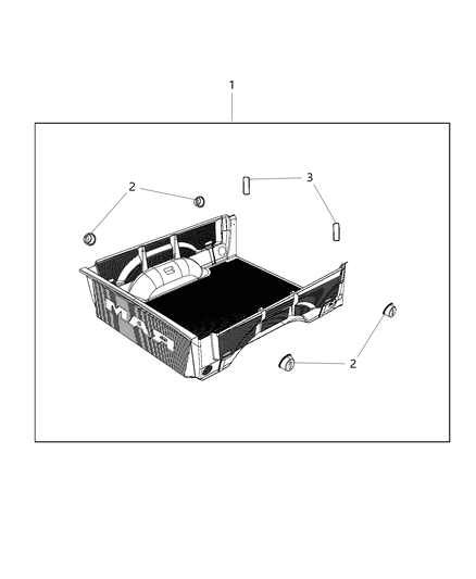 2019 Ram 3500 Pickup Bedliner Kit - Under Rail Diagram 2