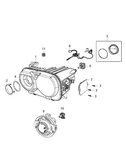 2019 Dodge Challenger HEADLAMP Right Diagram for 68174066AE