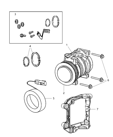 2006 Dodge Viper Bracket-A/C Compressor Diagram for 5037348AD