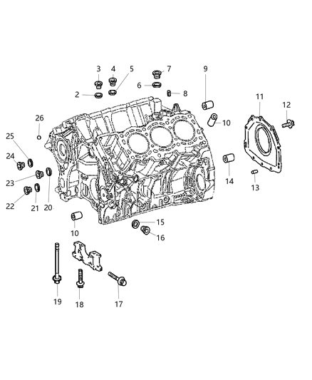 2007 Jeep Grand Cherokee Cylinder Block & Hardware Diagram 1