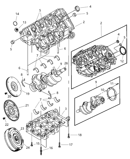 2003 Jeep Liberty Engine-Long Block Diagram for R2637023