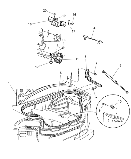 1999 Chrysler LHS Decklid Diagram