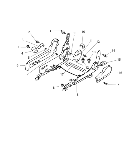 1997 Dodge Avenger Adjuster, Shield & Recliner Right Diagram