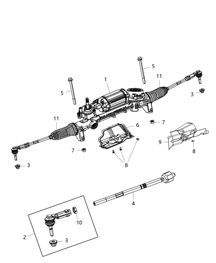 2015 Chrysler 200 Rack And Pinion Gear Remanufactured Diagram for R5154461AJ